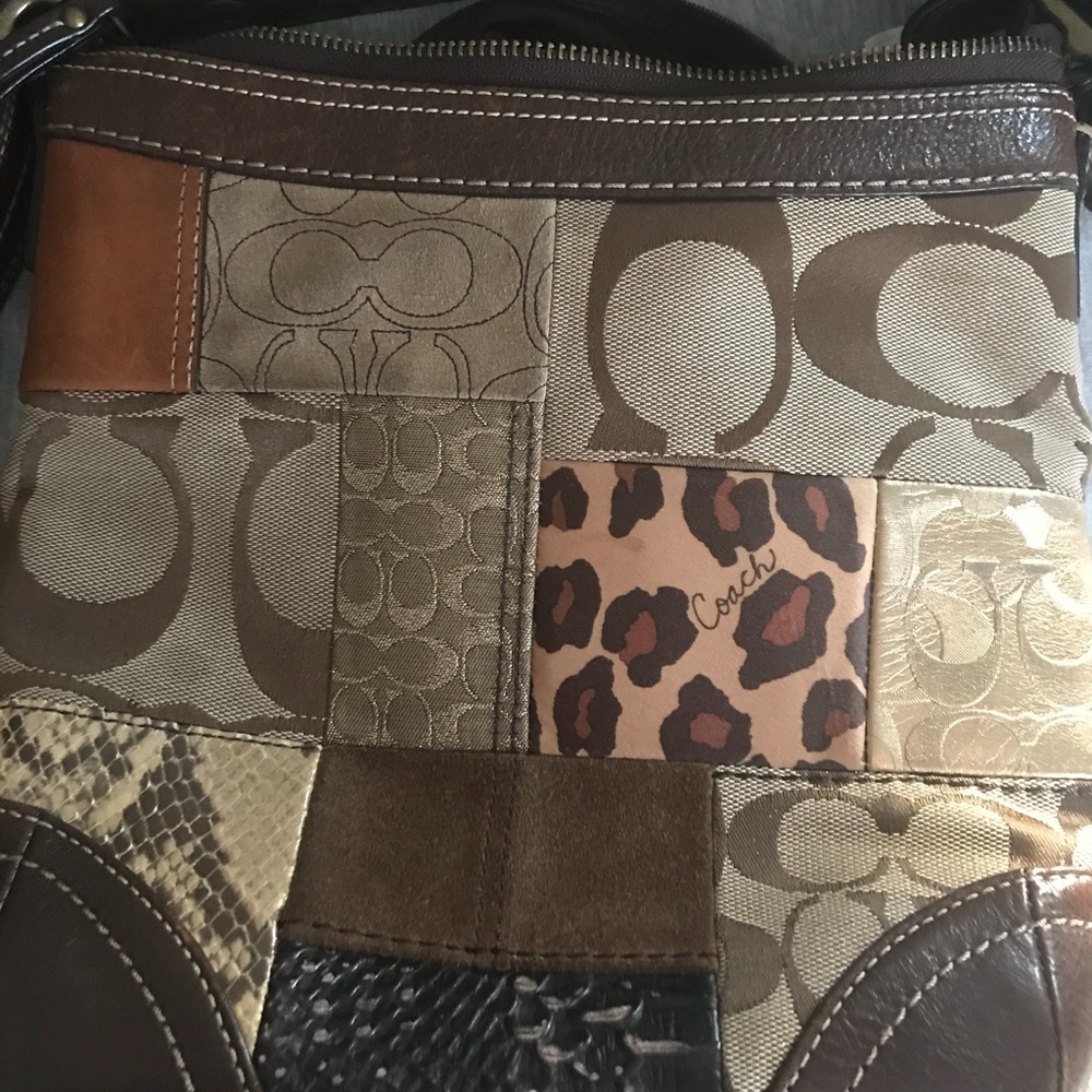 Authentic coach patch work shoulder bag